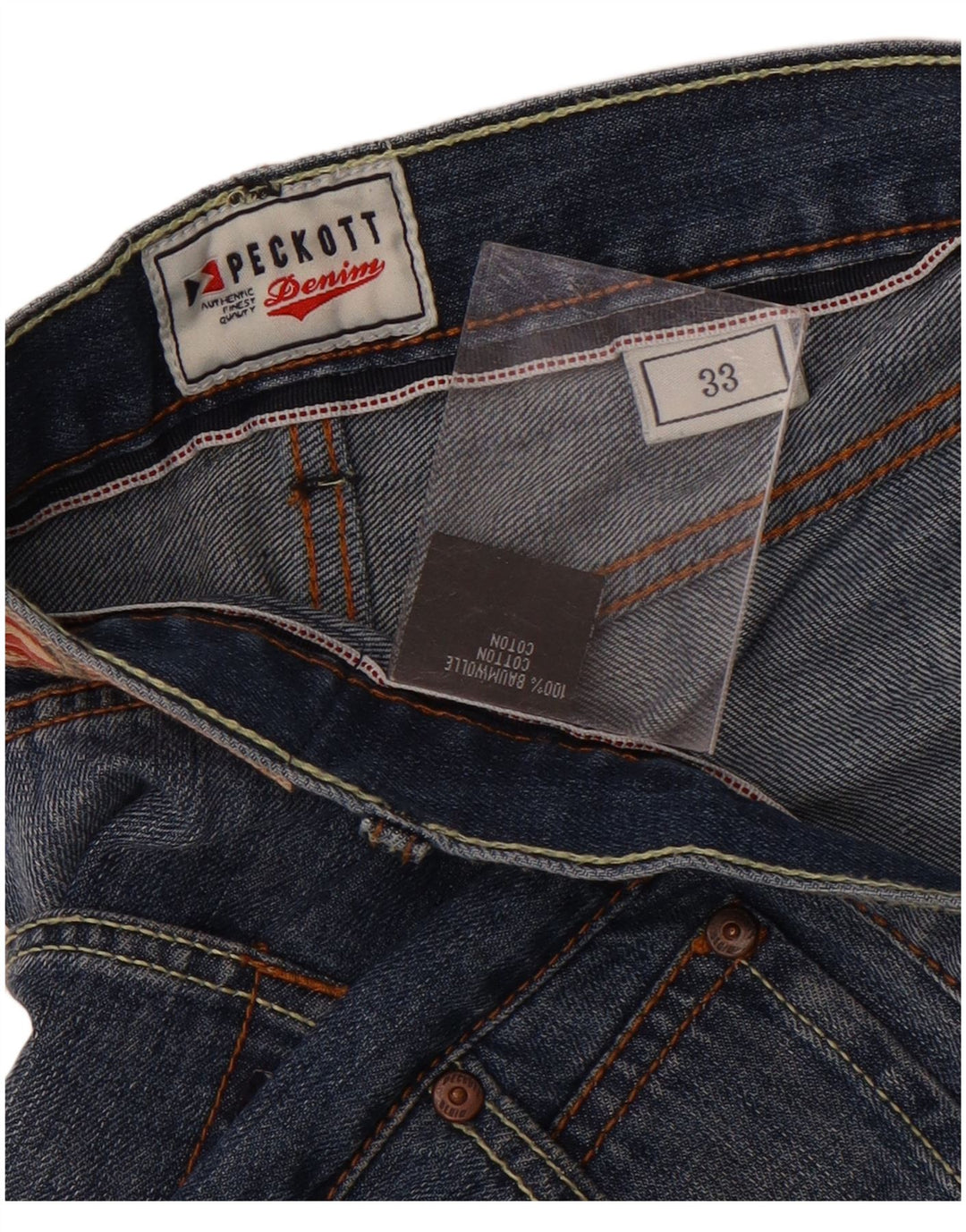Shorts jeans masculino Peckott W33 algodão azul médio