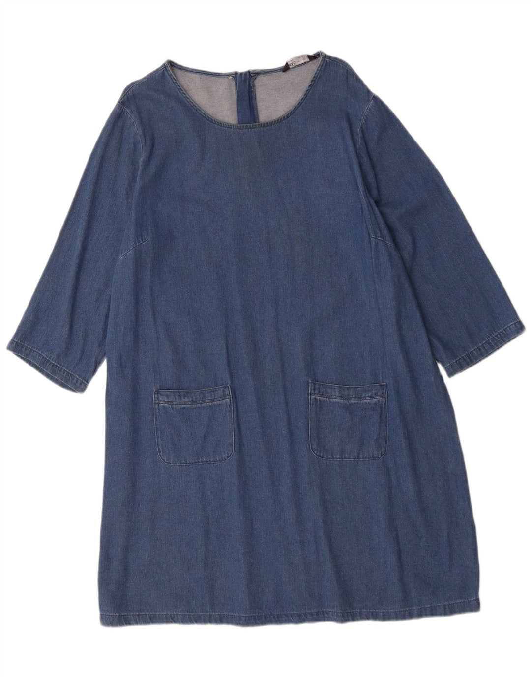 Vestido jeans feminino Marks & Spencer manga 3/4 grande tamanho UK 16 grande azul