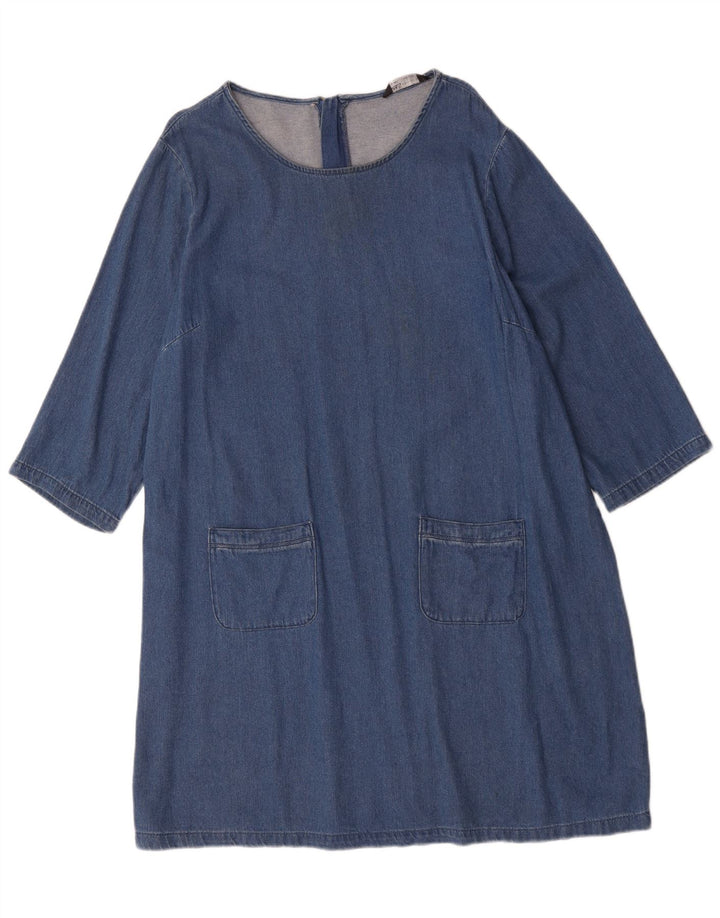 Vestido jeans feminino Marks & Spencer manga 3/4 grande tamanho UK 16 grande azul