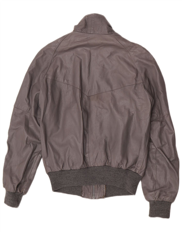 Jaqueta de couro masculina vintage IT 48 couro cinza médio
