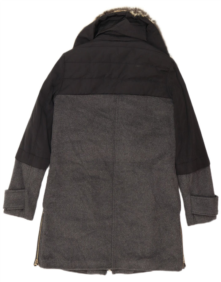 Sobretudo oversized feminino Zara UK 6 XS preto colorblock