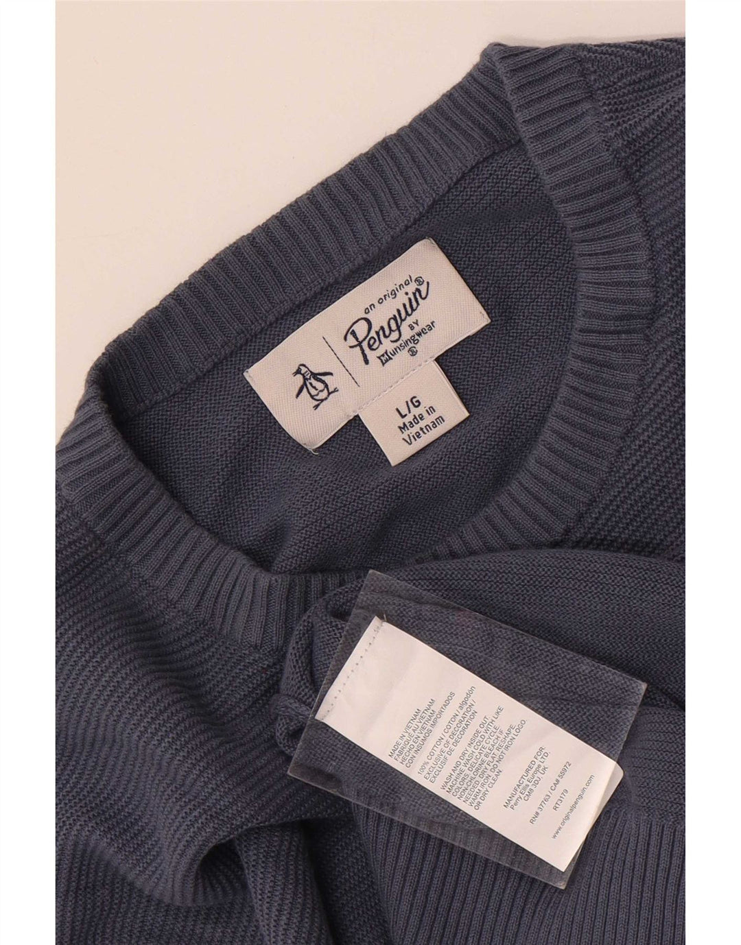 Suéter masculino Penguin com gola redonda, grande algodão azul