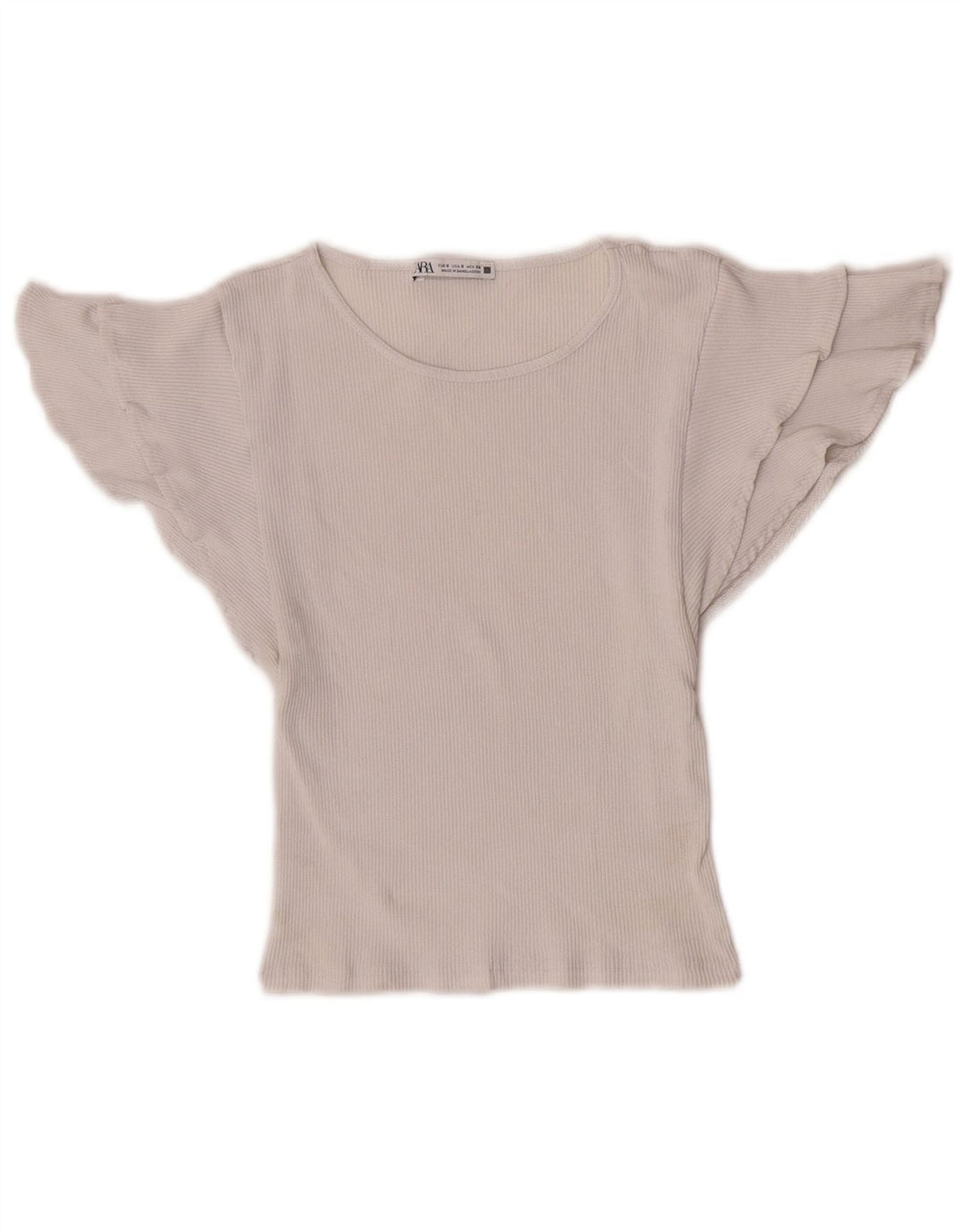 Zara blusa feminina cropped asa de morcego top Reino Unido 8 pequeno algodão branco