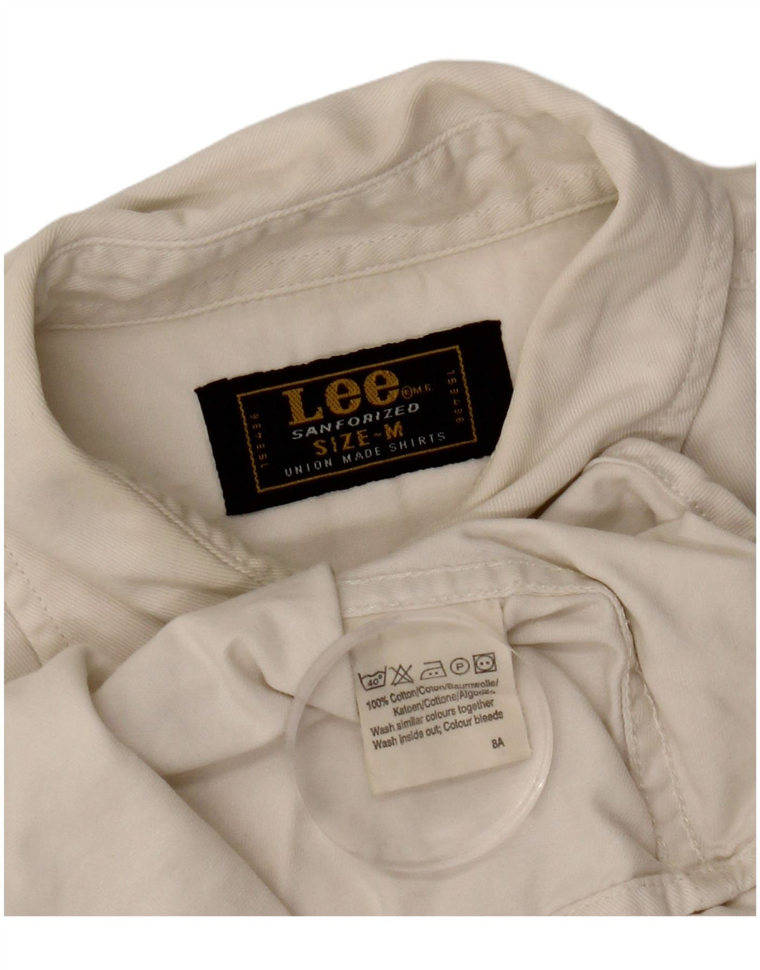 Camisa jeans feminina Lee UK 14 algodão branco médio