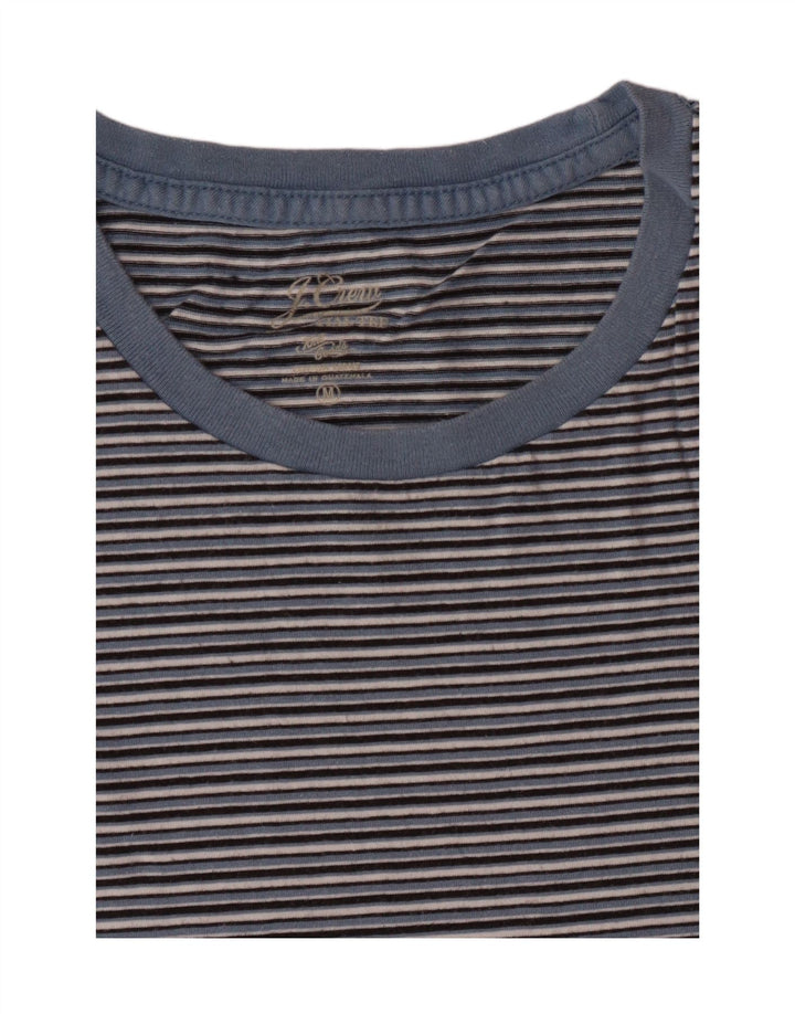 Camiseta feminina J. CREW Top UK 14 listrado azul médio