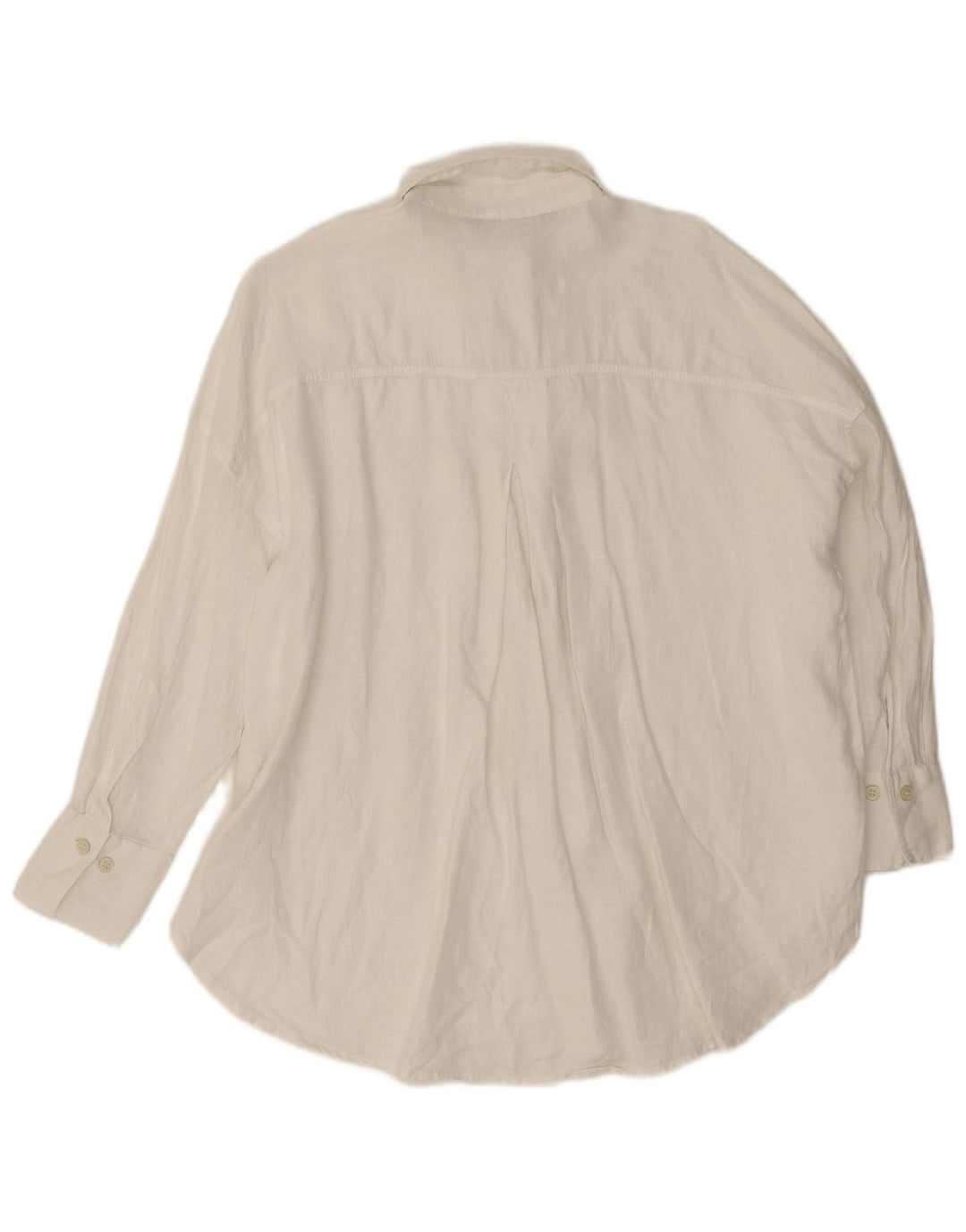 Camisa oversized feminina Zara UK 10 pequena linho branco