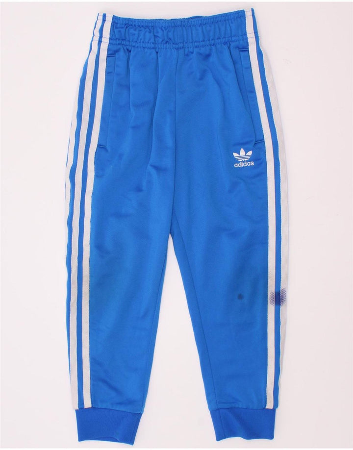 Adidas meninos calças de treino joggers 5-6 anos azul poliéster