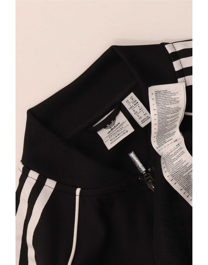 Adidas Womens Tracksuit Top Jacket UK 14 Médio Preto Poliéster