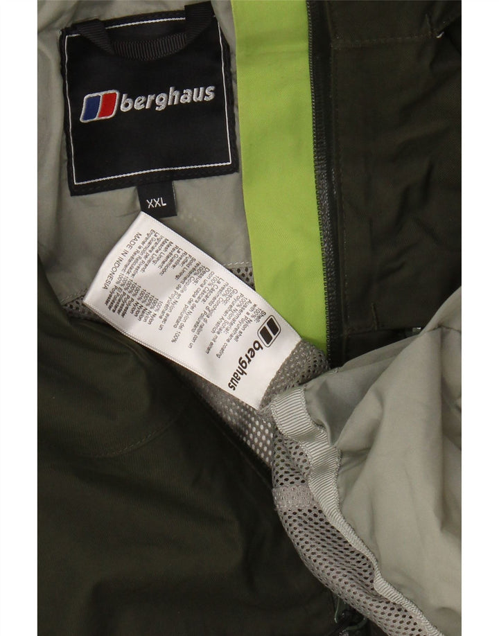 Jaqueta de chuva masculina com capuz BERGHAUS Reino Unido 44 2XL Nylon cáqui
