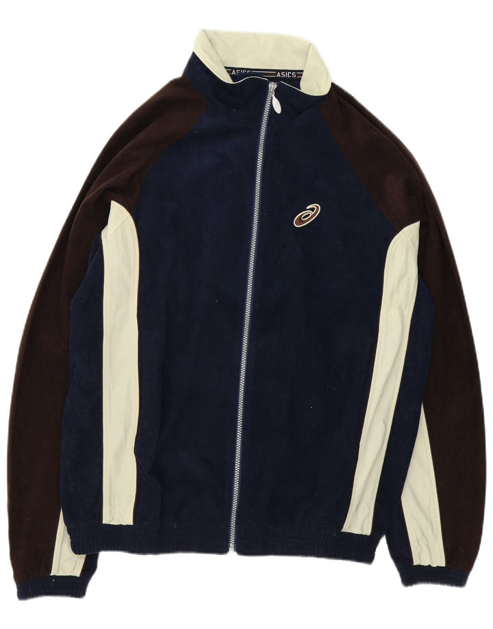 Jaqueta Asics Masculina Velour Tracksuit Grande Bloco colorido azul marinho