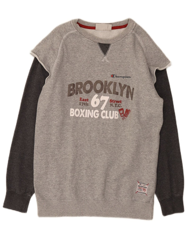 Jumper de moletom Champion Boys Brooklyn 13-14 anos XL cinza manchado