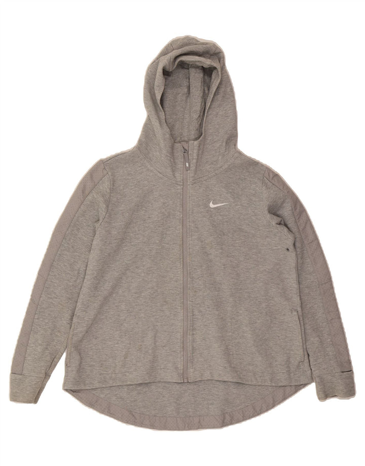NIKE Womens Zip Hoodie Sweater UK 16 Large Grey Cotton Vintage Nike and Second-Hand Nike from Messina Hembry 