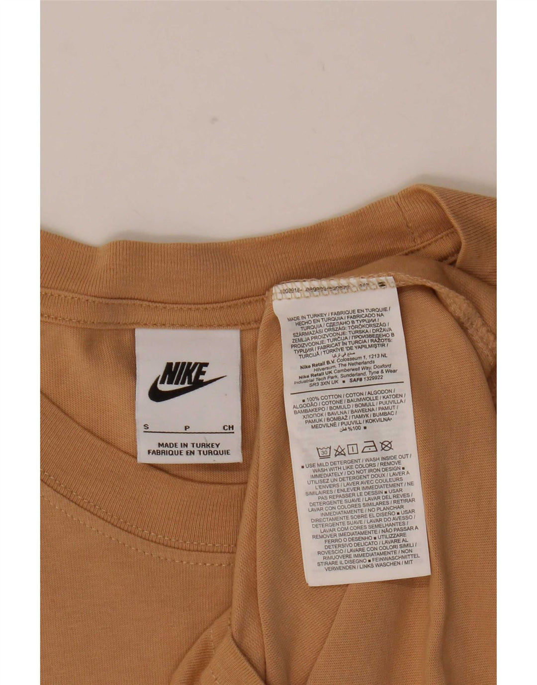 Camiseta Nike masculina gráfica Top pequeno algodão bege