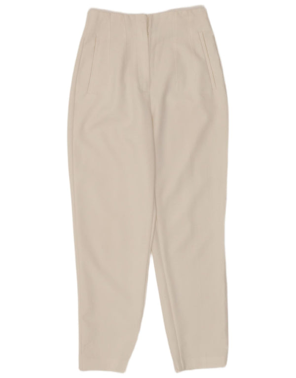 Zara Calça feminina casual cônica pequena W26 L27 branca