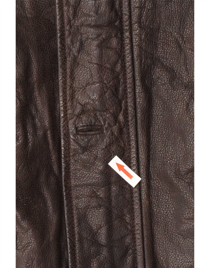 Jaqueta de couro masculina Cortefiel IT 50 grande marrom clássico