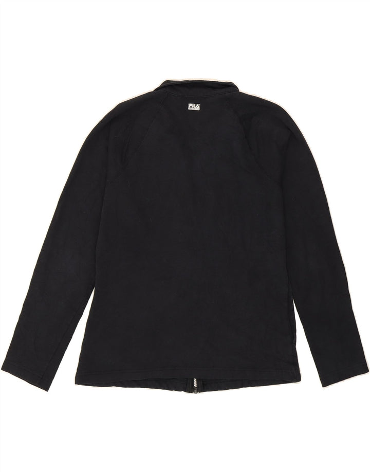 FILA Womens Tracksuit Top Jacket UK 16 Large Black Cotton Vintage Fila and Second-Hand Fila from Messina Hembry 