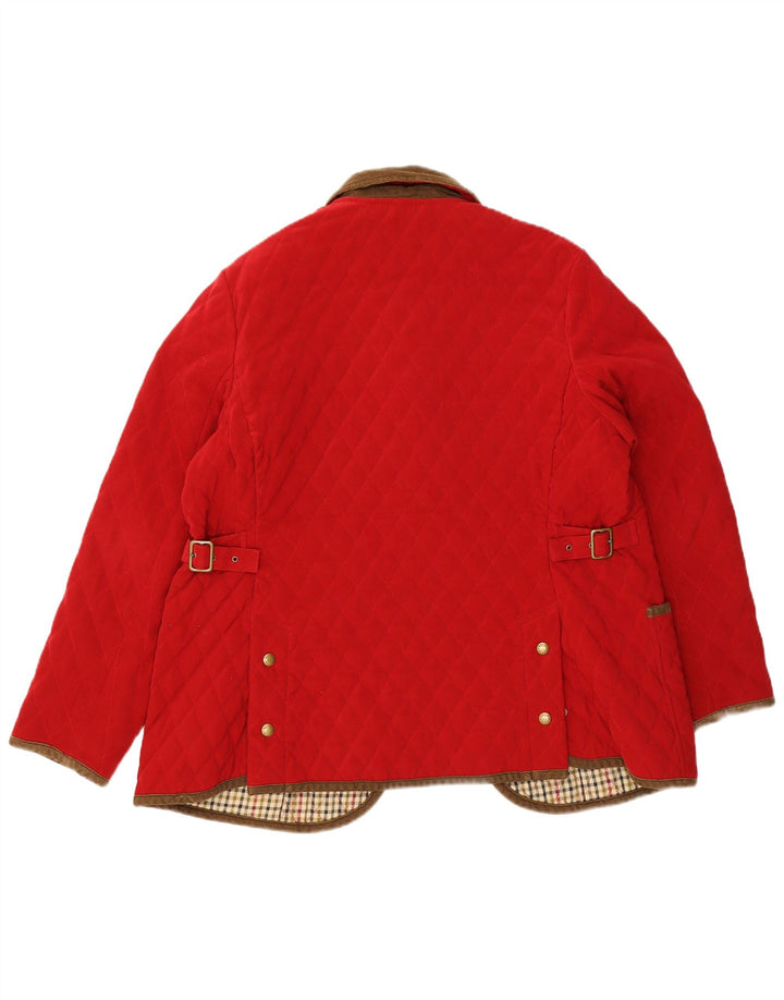 Jaqueta acolchoada superdimensionada feminina Orvis UK 16 grande poliéster vermelho