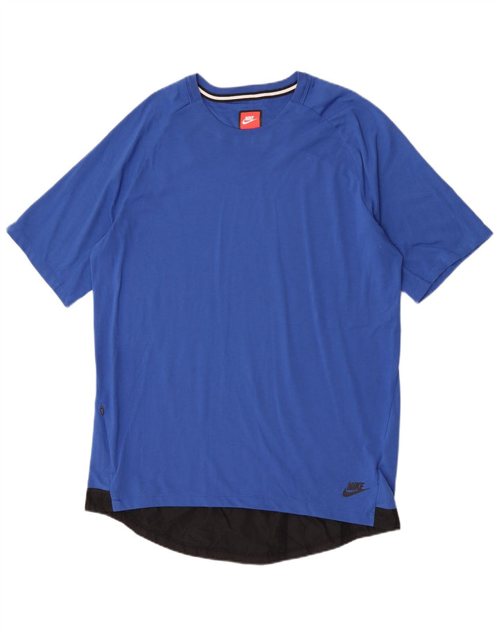 Camiseta masculina Nike grande azul colorblock poliéster