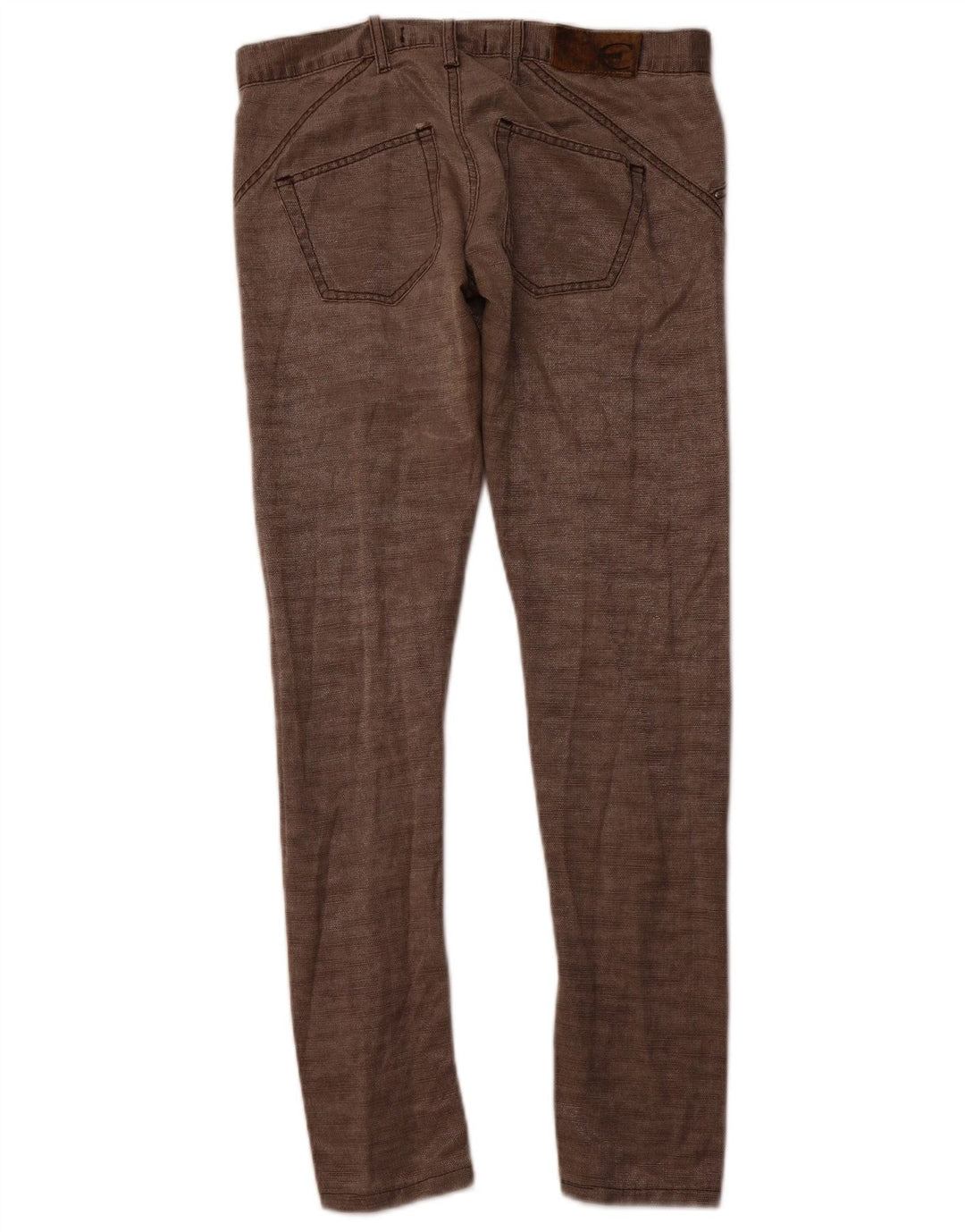 Calça feminina casual justa JUST CAVALLI IT 40 pequena W30 L30 algodão marrom