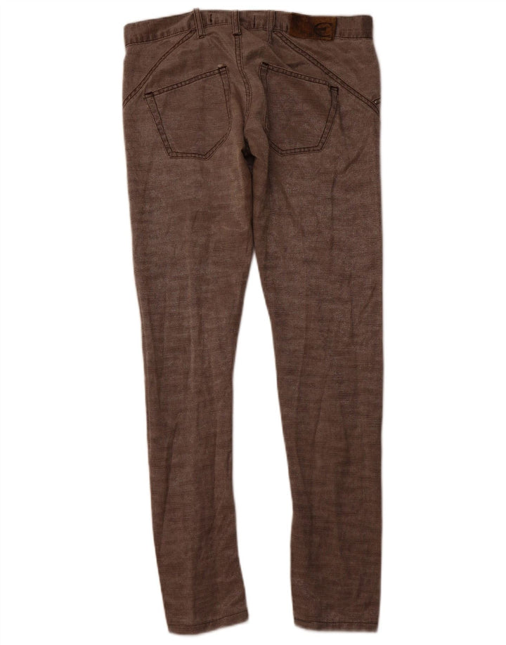 Calça feminina casual justa JUST CAVALLI IT 40 pequena W30 L30 algodão marrom