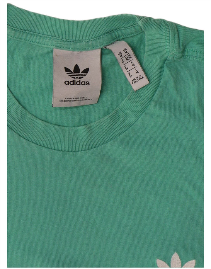 Adidas Mens Graphic T-Shirt Top Médio Algodão Turquesa