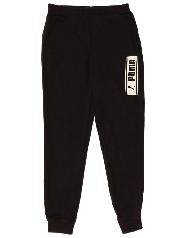 PUMA Mens Graphic Tracksuit Calças Joggers Médio Algodão Preto
