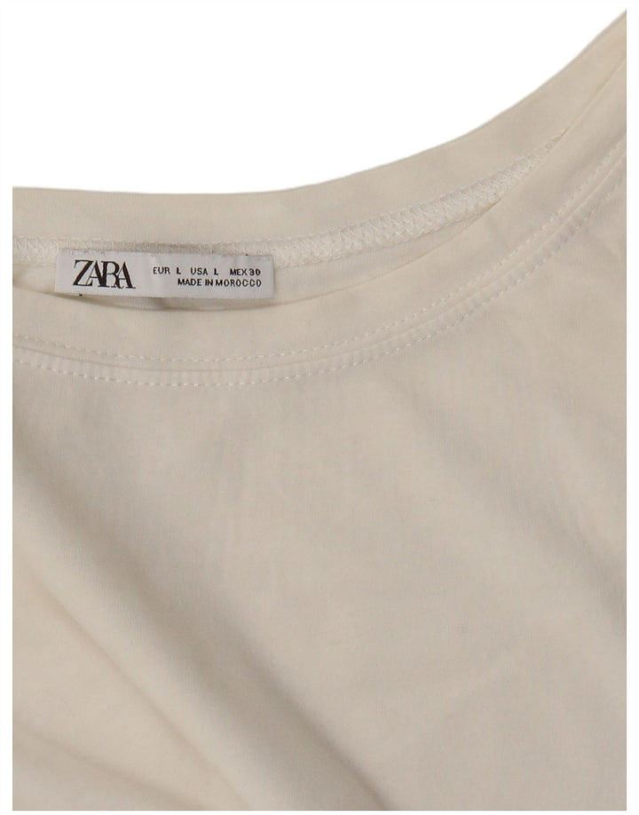 Zara Camiseta Feminina Crop Top UK 16 Grande Branco