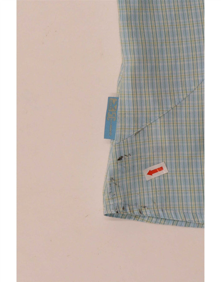 Camisa feminina de manga curta SALEWA UK 10 poliéster xadrez azul pequeno