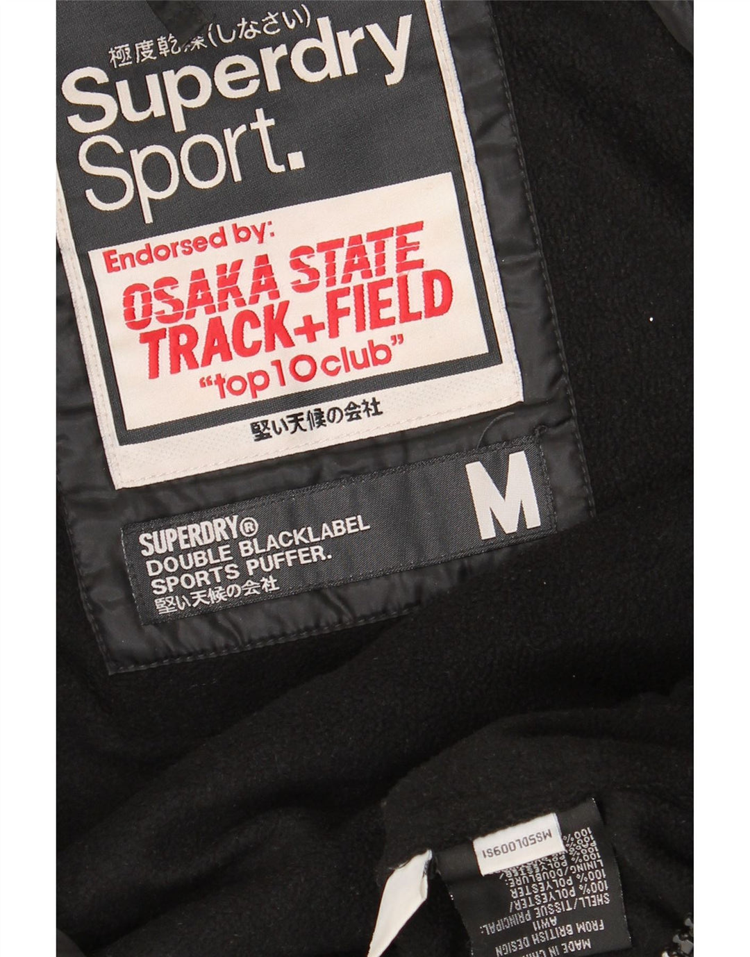 Jaqueta masculina acolchoada com capuz gráfico SUPERDRY UK 38 poliéster preto médio