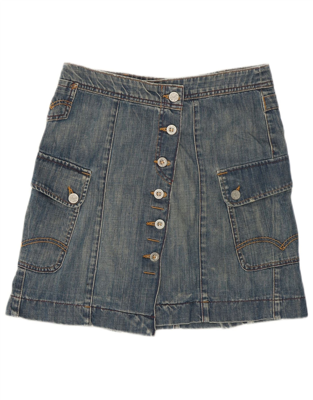 Saia jeans feminina LEVI'S pequena W28 algodão azul