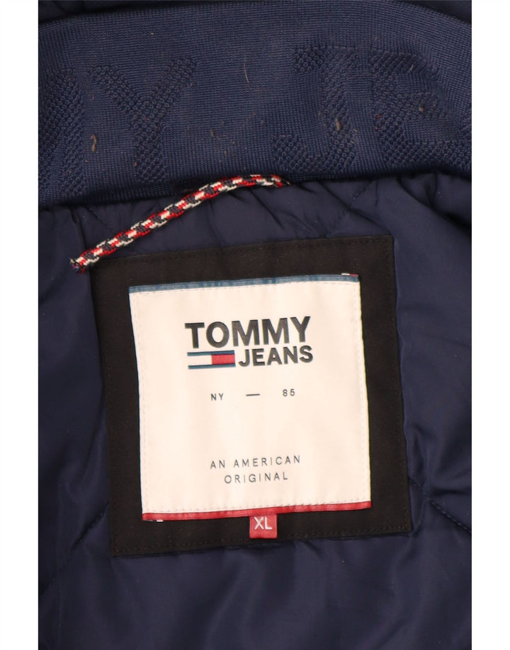 Jaqueta masculina acolchoada com capuz Tommy Hilfiger Reino Unido 42 XL poliéster preto