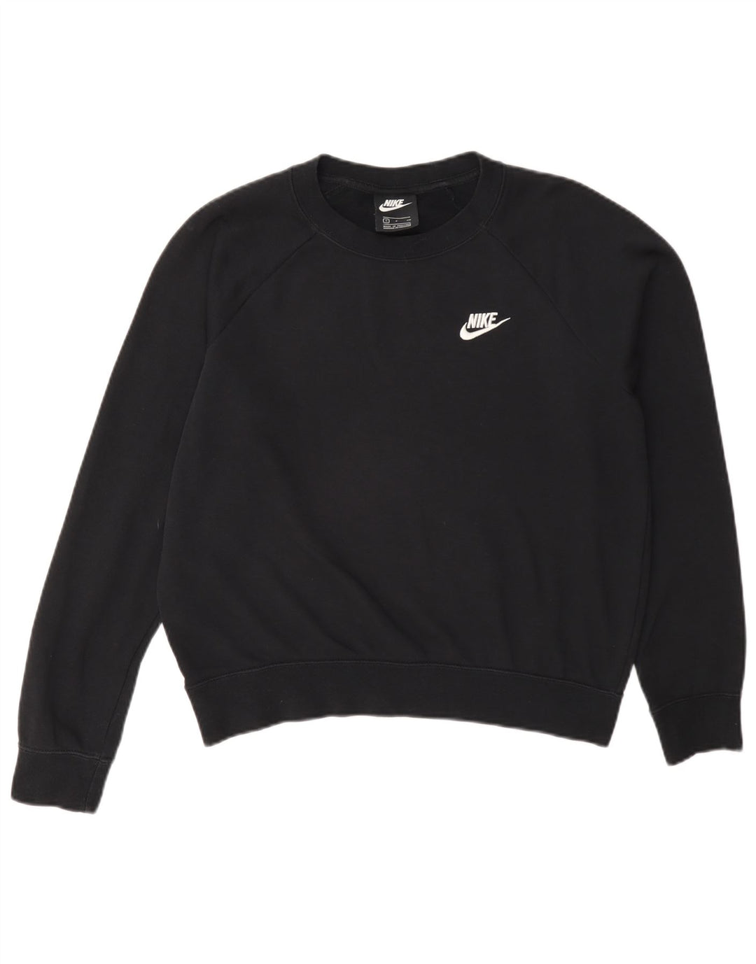 Nike feminino oversized moletom jumper reino unido 10 pequeno algodão preto
