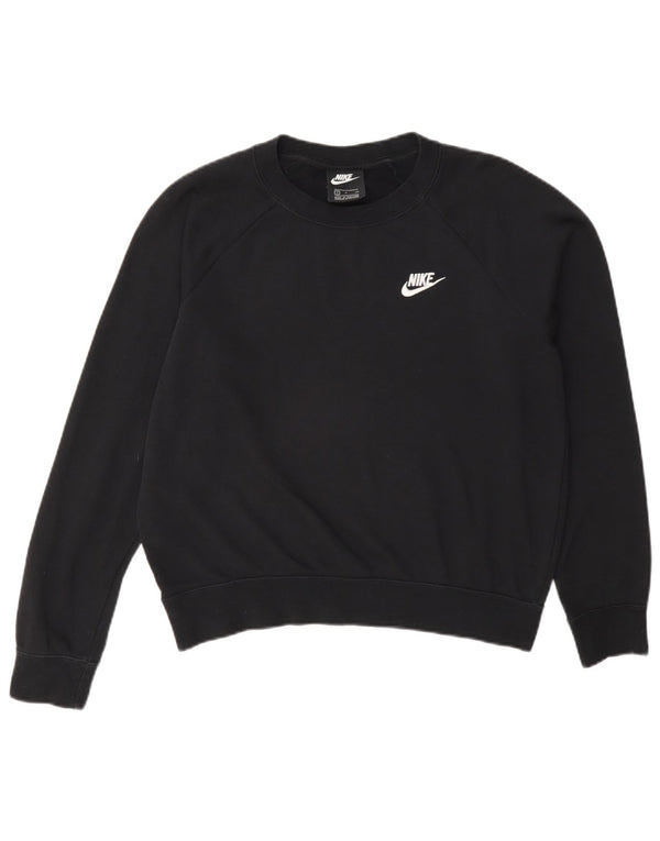 Nike feminino oversized moletom jumper reino unido 10 pequeno algodão preto