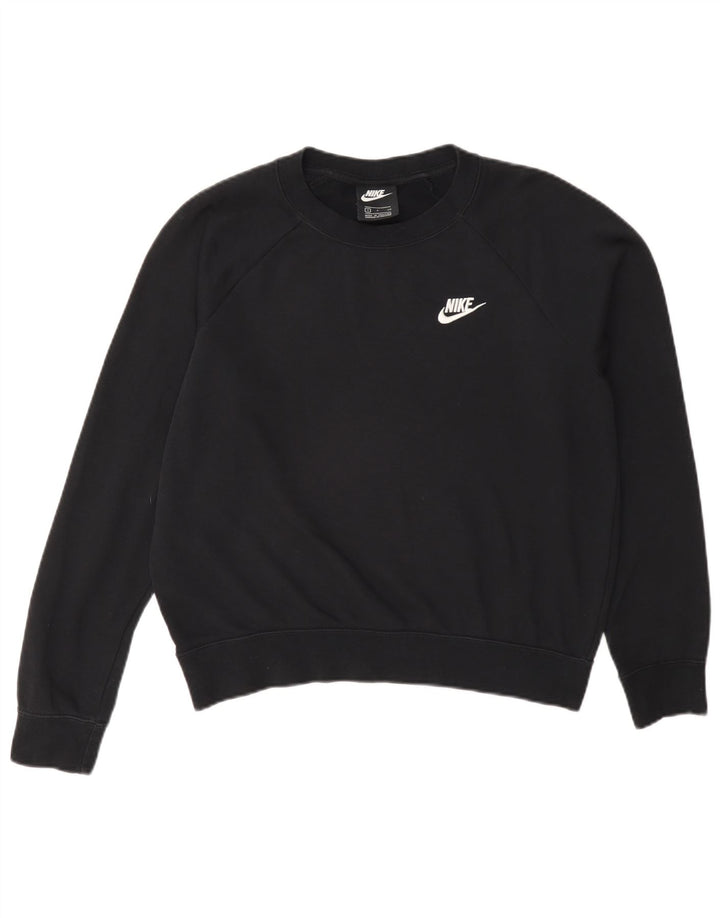 Nike feminino oversized moletom jumper reino unido 10 pequeno algodão preto