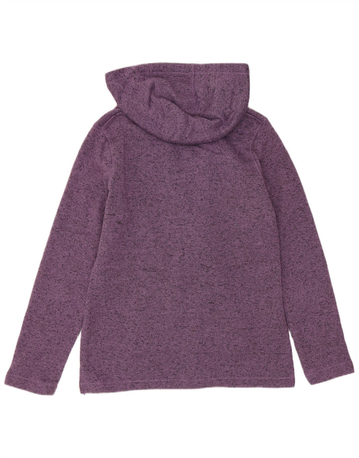 EDDIE BAUER moletom com capuz feminino UK 14 poliéster manchado roxo médio
