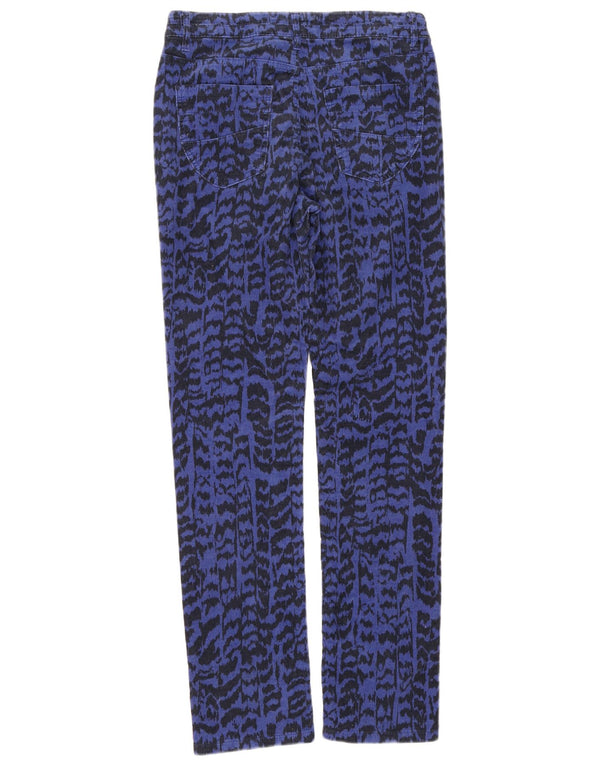 Calça feminina de veludo Yessica UK 12 médio W28 L31 azul estampa animal