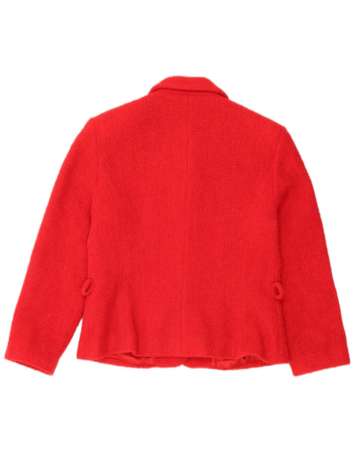 Conjunto de saia feminina vintage de 4 botões e 2 peças Reino Unido 12 médio W28 lã vermelha