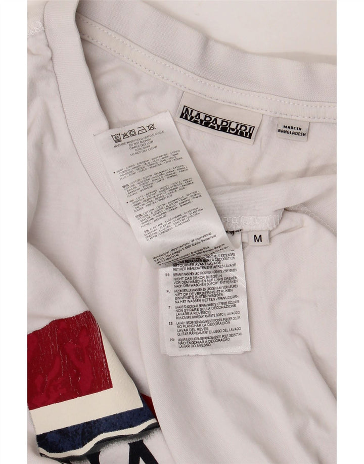 Top gráfico masculino NAPAPIJRI manga comprida médio algodão branco