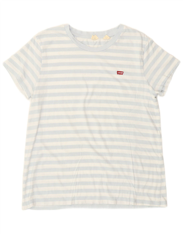 Camiseta feminina Levi's UK 14 grande listrada azul
