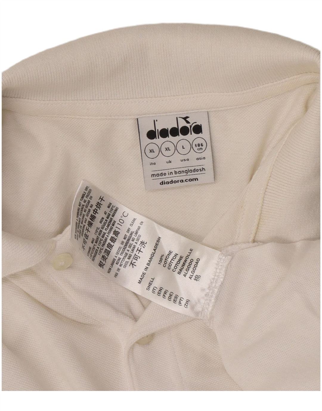 Camisa polo masculina Diadora XL algodão branco