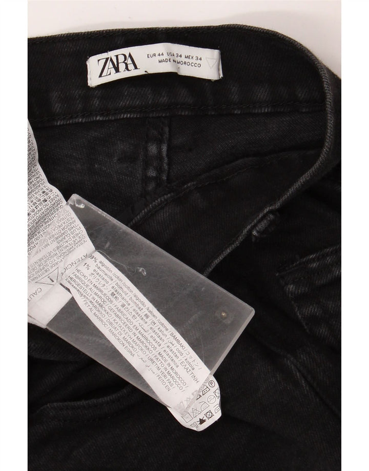 Zara Mens Slim Jeans EU 44 Grande W34 L30 Algodão Preto