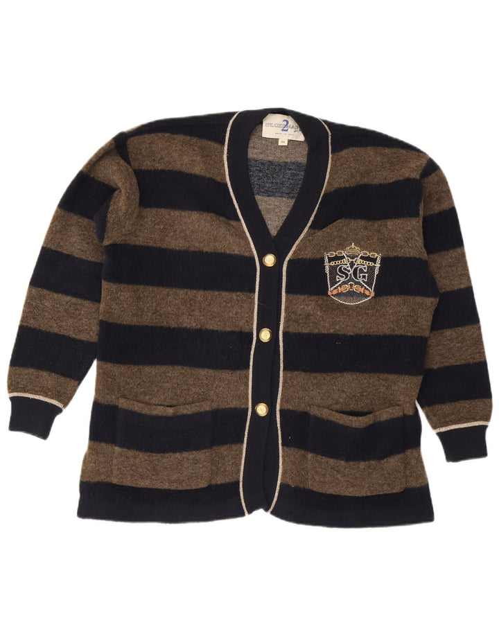 Suéter cardigã feminino vintage IT 44 listrado marrom médio