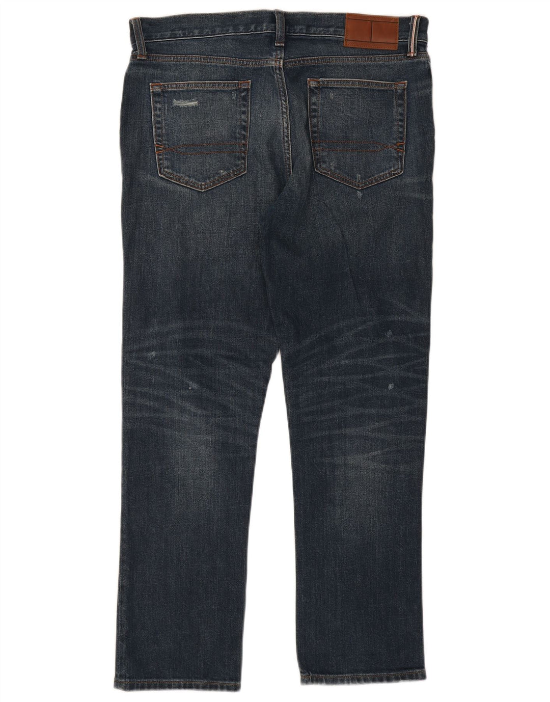 Tommy Hilfiger Calça jeans reta masculina desgastada W34 L30 algodão azul