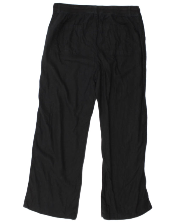 Calça feminina regular Marks & Spencer Reino Unido 16 grande W34 L30 algodão preto