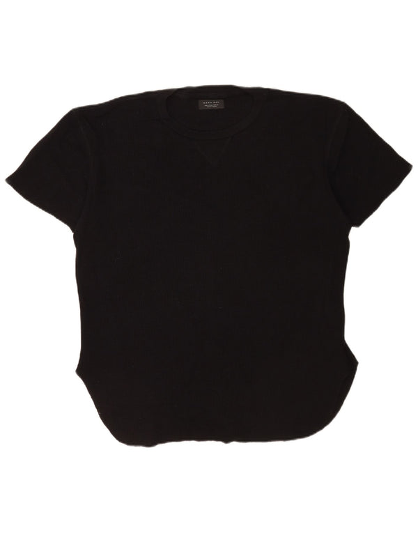 Camiseta masculina Zara Top grande de algodão preto