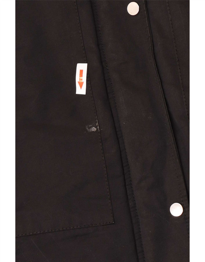 Zara Womens Hooded Parka Jacket UK 14 Médio Algodão Preto