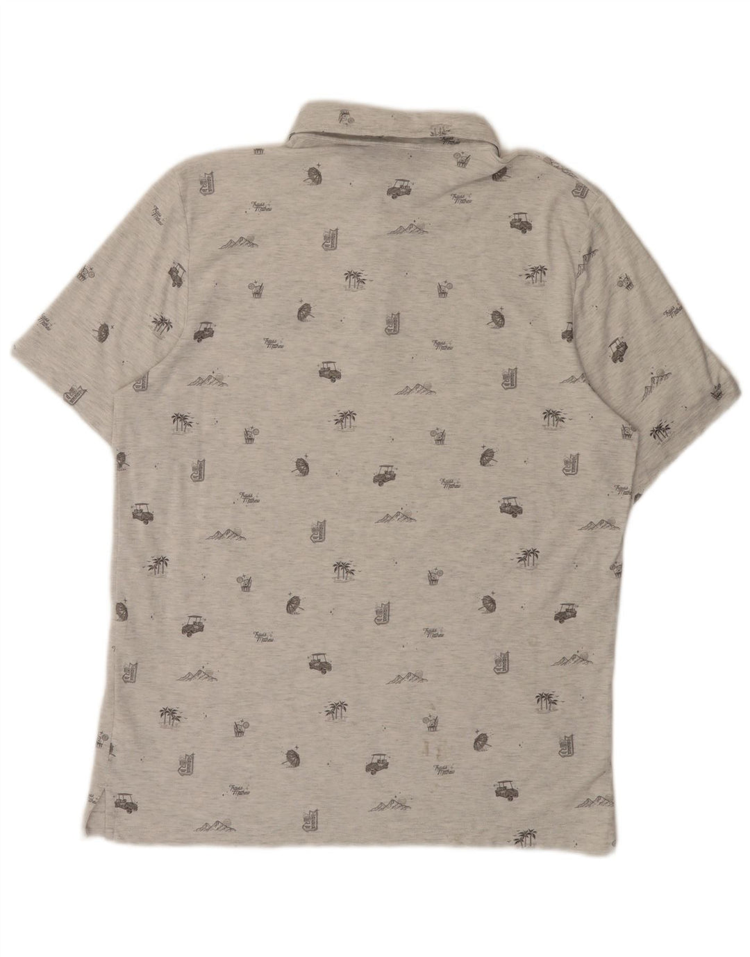 Camisa polo masculina Travis Mathew com padrão abstrato grande algodão cinza