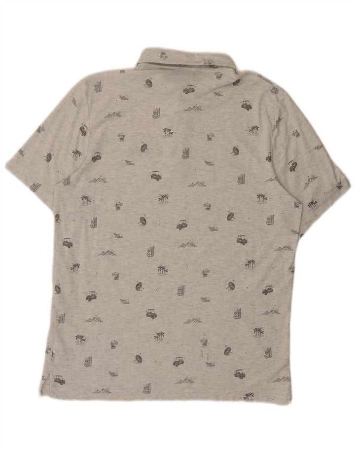Camisa polo masculina Travis Mathew com padrão abstrato grande algodão cinza