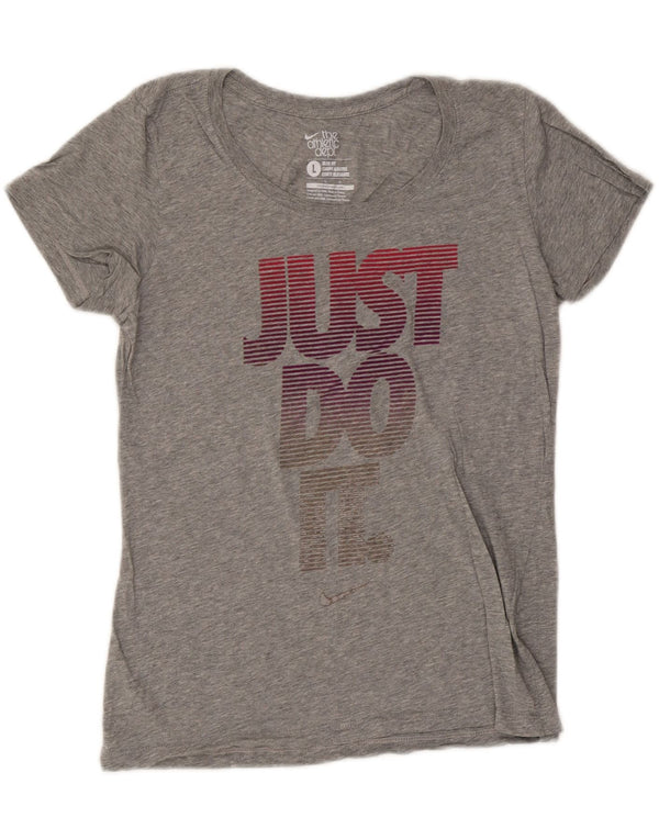 Camiseta Nike Feminina Slim Fit Graphic Top UK 14 Grande Cinza Flecked
