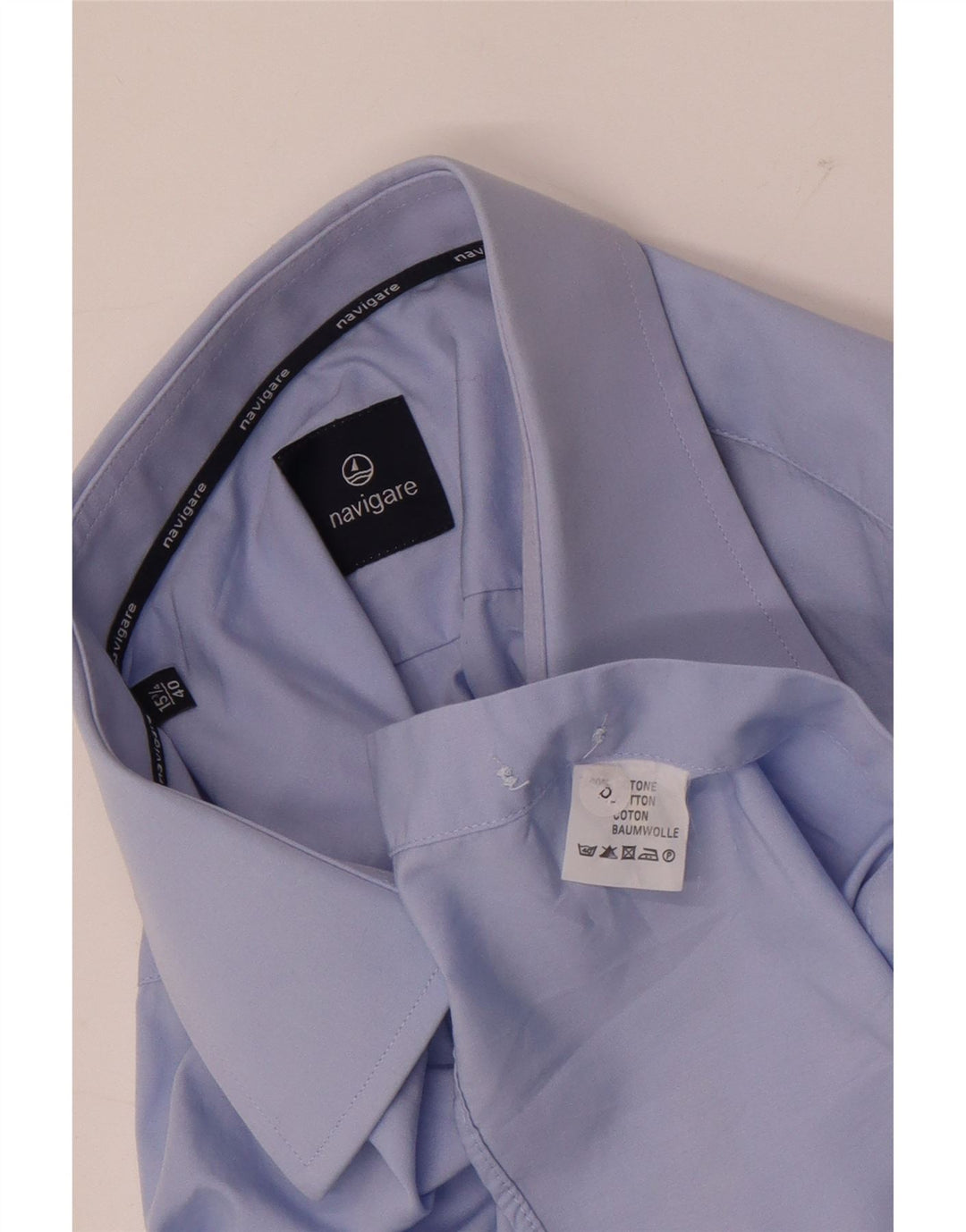 Camisa masculina Navigare tamanho 40 15 3/4 algodão azul médio